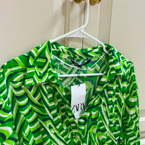 (NWT) Zara Long Sleeved Green Dress - Picture 2 of 5